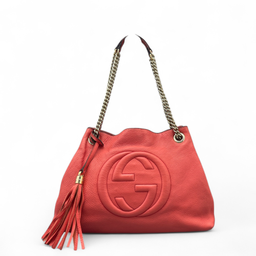 Gucci Tassel Medium Soho Shoulder Bag Grained Calfskin Red