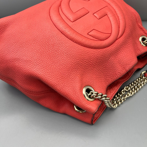 Gucci Tassel Medium Soho Shoulder Bag Grained Calfskin Red