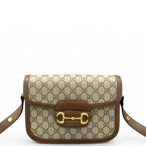 Gucci Small Horsebit 1955 GG Supreme Monogram Tan