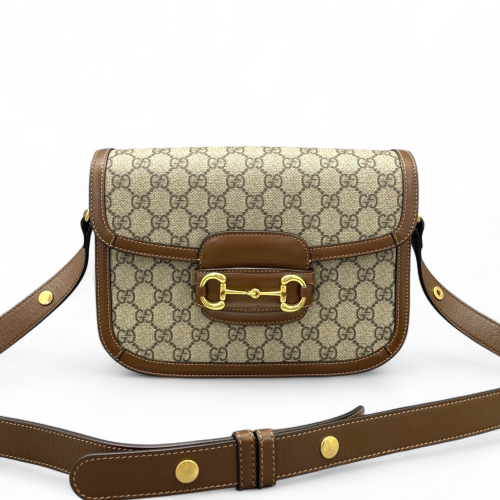 Gucci Small Horsebit 1955 GG Supreme Monogram Tan