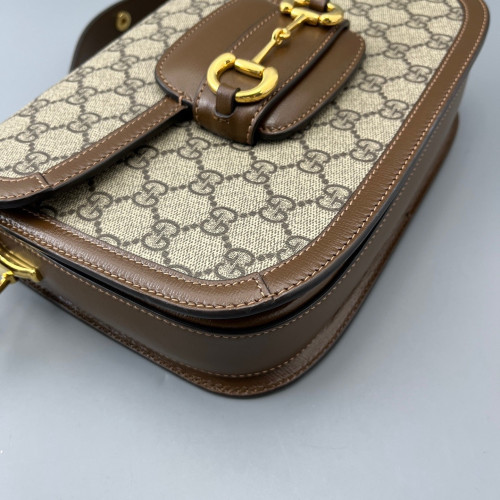 Gucci Small Horsebit 1955 GG Supreme Monogram Tan