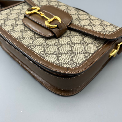 Gucci Small Horsebit 1955 GG Supreme Monogram Tan