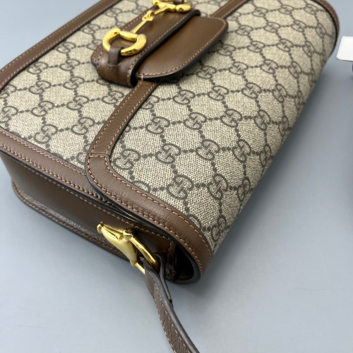 Gucci Small Horsebit 1955 GG Supreme Monogram Tan