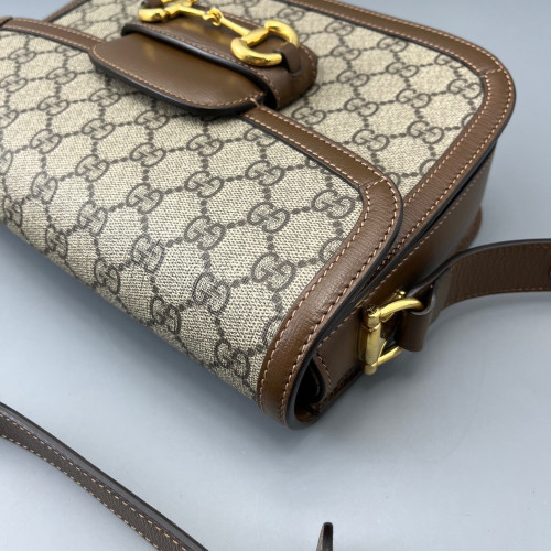 Gucci Small Horsebit 1955 GG Supreme Monogram Tan