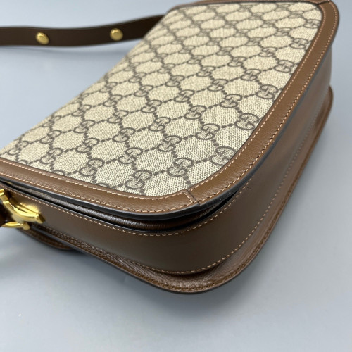 Gucci Small Horsebit 1955 GG Supreme Monogram Tan