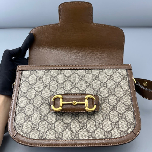 Gucci Small Horsebit 1955 GG Supreme Monogram Tan
