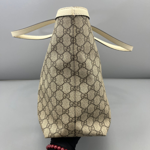 Gucci Ophidia Web Tote Bag GG Supreme Monogram Beige White Red