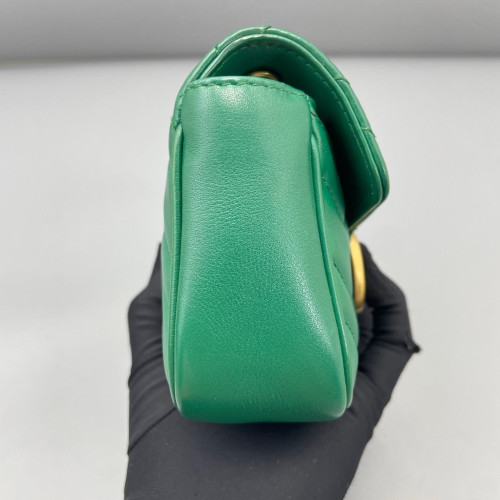 Gucci Super Mini GG Marmont Chain Wallet Calfskin Green Gucci Super Mini GG Marmont Chain Wallet Calfskin Green