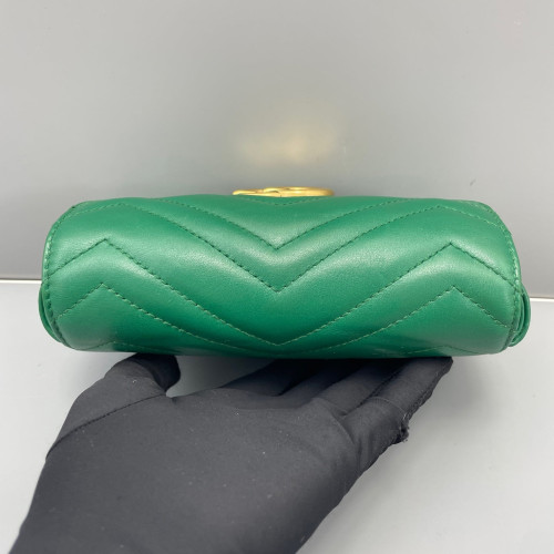 Gucci Super Mini GG Marmont Chain Wallet Calfskin Green Gucci Super Mini GG Marmont Chain Wallet Calfskin Green