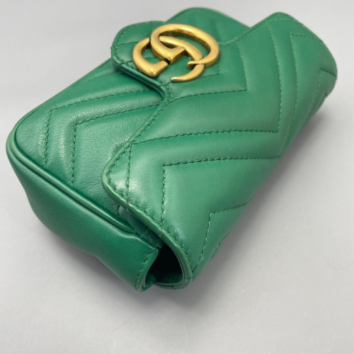 Gucci Super Mini GG Marmont Chain Wallet Calfskin Green Gucci Super Mini GG Marmont Chain Wallet Calfskin Green