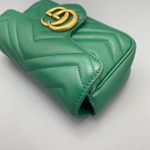 Gucci Super Mini GG Marmont Chain Wallet Calfskin Green Gucci Super Mini GG Marmont Chain Wallet Calfskin Green