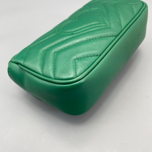 Gucci Super Mini GG Marmont Chain Wallet Calfskin Green Gucci Super Mini GG Marmont Chain Wallet Calfskin Green