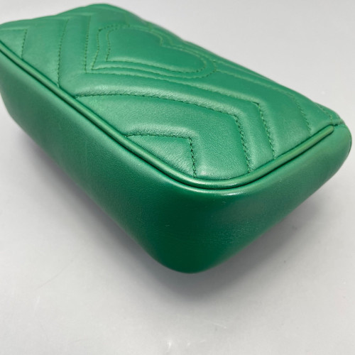 Gucci Super Mini GG Marmont Chain Wallet Calfskin Green Gucci Super Mini GG Marmont Chain Wallet Calfskin Green