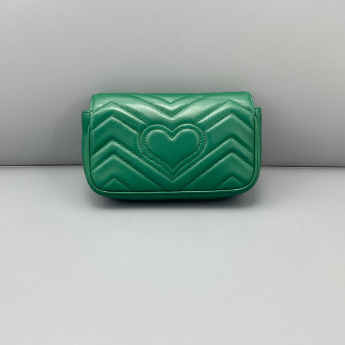 Gucci Super Mini GG Marmont Chain Wallet Calfskin Green Gucci Super Mini GG Marmont Chain Wallet Calfskin Green