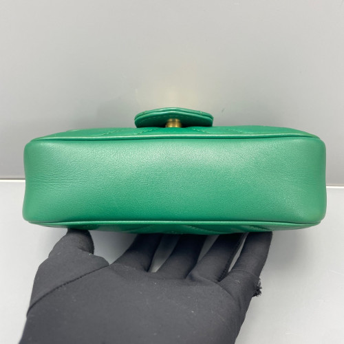 Gucci Super Mini GG Marmont Chain Wallet Calfskin Green Gucci Super Mini GG Marmont Chain Wallet Calfskin Green