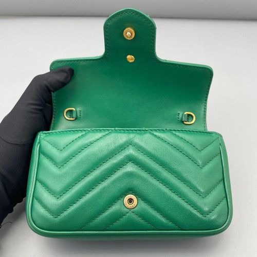 Gucci Super Mini GG Marmont Chain Wallet Calfskin Green Gucci Super Mini GG Marmont Chain Wallet Calfskin Green