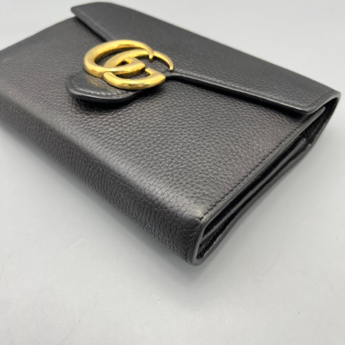 Gucci GG Marmont Coin Purse On A Chain Grained Calfskin Black