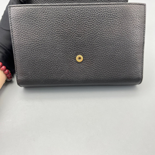 Gucci GG Marmont Coin Purse On A Chain Grained Calfskin Black