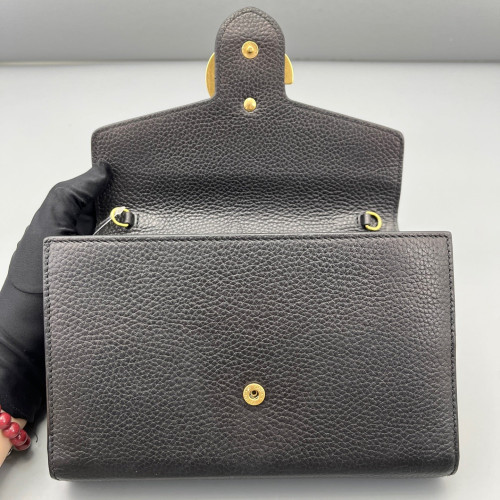 Gucci GG Marmont Coin Purse On A Chain Grained Calfskin Black