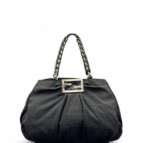 Fendi Shoulder Bag Canvas Black