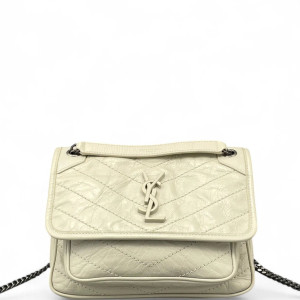 Yves Saint Laurent Baby Niki Messenger Calfskin White