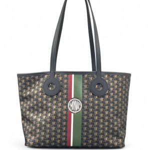 Moynat Tote Bag Toile 1920 Monogram Calfskin Brown Black Yellow