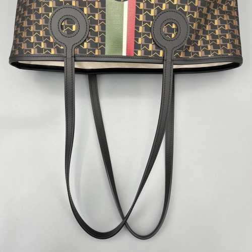 Moynat Tote Bag Toile 1920 Monogram Calfskin Brown Black Yellow