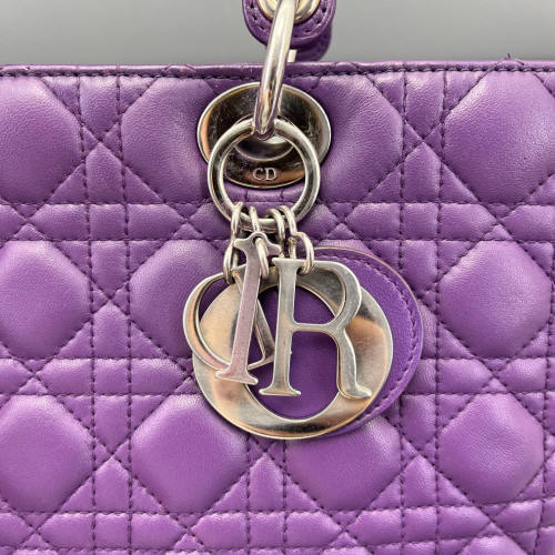 Dior Large Lady Dior Lambskin Purple