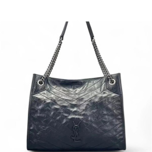 Yves Saint Laurent Medium Niki Shopping Tote Pull Up Leather Black