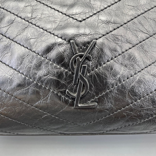 Yves Saint Laurent Medium Niki Shopping Tote Pull Up Leather Black