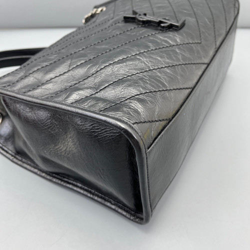 Yves Saint Laurent Medium Niki Shopping Tote Pull Up Leather Black