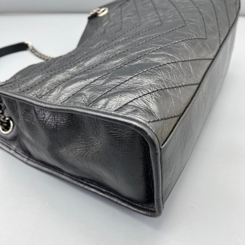 Yves Saint Laurent Medium Niki Shopping Tote Pull Up Leather Black