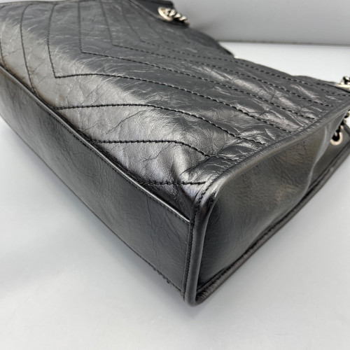 Yves Saint Laurent Medium Niki Shopping Tote Pull Up Leather Black