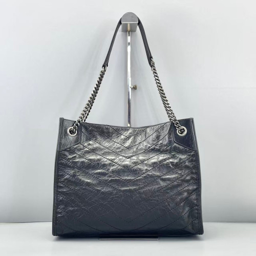 Yves Saint Laurent Medium Niki Shopping Tote Pull Up Leather Black