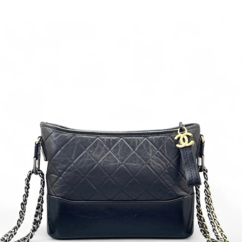 Chanel Quilted New Medium Gabrielle Hobo Calfskin Black Chanel Quilted New Medium Gabrielle Hobo Calfskin Black