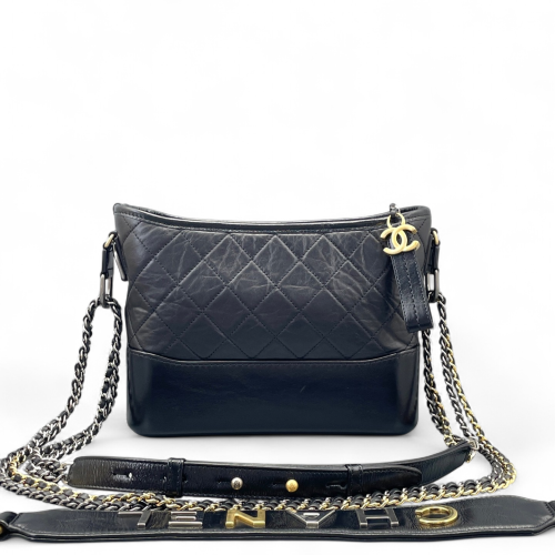 Chanel Quilted New Medium Gabrielle Hobo Calfskin Black Chanel Quilted New Medium Gabrielle Hobo Calfskin Black