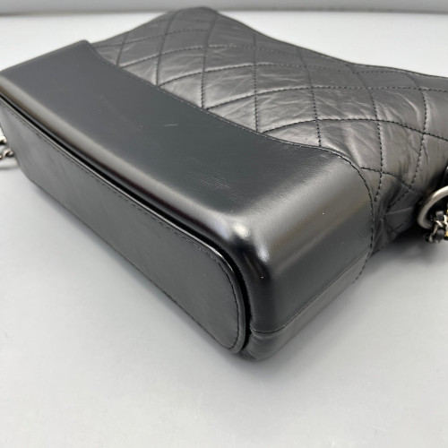 Chanel Quilted New Medium Gabrielle Hobo Calfskin Black Chanel Quilted New Medium Gabrielle Hobo Calfskin Black