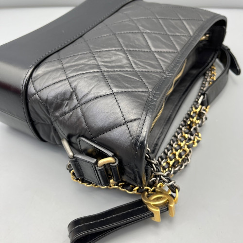 Chanel Quilted New Medium Gabrielle Hobo Calfskin Black Chanel Quilted New Medium Gabrielle Hobo Calfskin Black