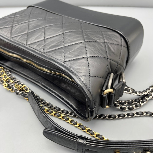 Chanel Quilted New Medium Gabrielle Hobo Calfskin Black Chanel Quilted New Medium Gabrielle Hobo Calfskin Black