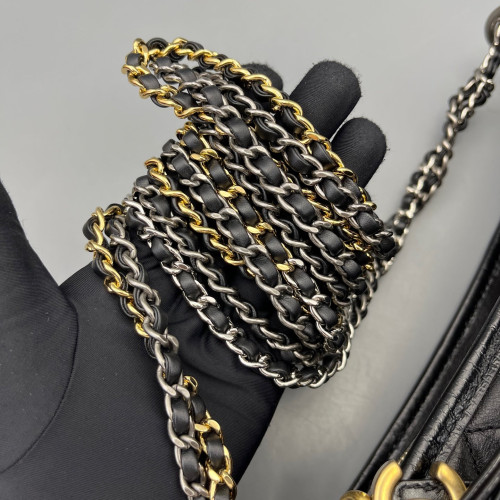 Chanel Quilted New Medium Gabrielle Hobo Calfskin Black Chanel Quilted New Medium Gabrielle Hobo Calfskin Black