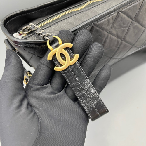 Chanel Quilted New Medium Gabrielle Hobo Calfskin Black Chanel Quilted New Medium Gabrielle Hobo Calfskin Black