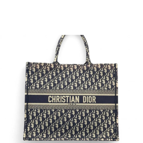Dior Large Book Tote Oblique Beige Navy