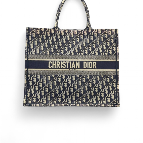 Dior Large Book Tote Oblique Beige Navy