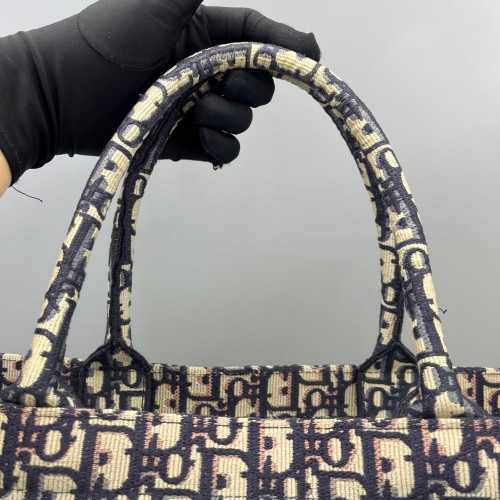 Dior Large Book Tote Oblique Beige Navy