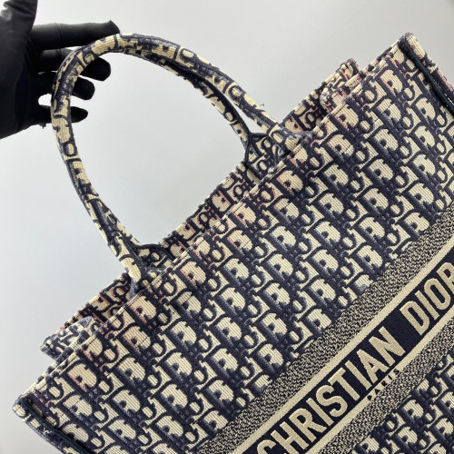 Dior Large Book Tote Oblique Beige Navy