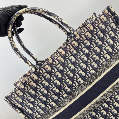 Dior Large Book Tote Oblique Beige Navy