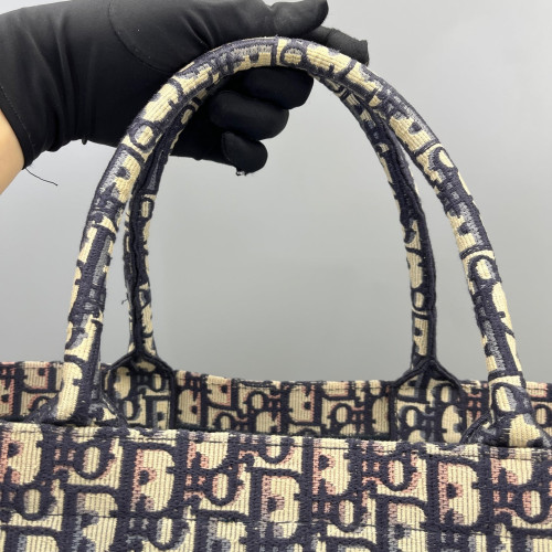 Dior Large Book Tote Oblique Beige Navy
