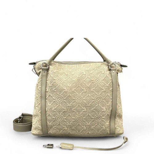 Louis Vuitton Embroidered Tote Bag Monogram Light Grey