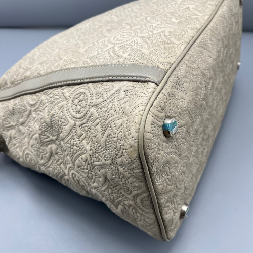 Louis Vuitton Embroidered Tote Bag Monogram Light Grey