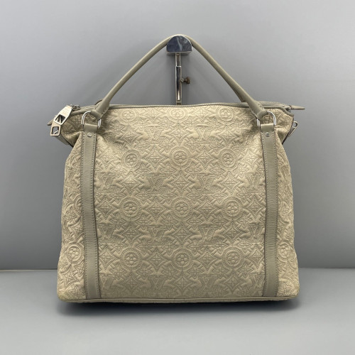 Louis Vuitton Embroidered Tote Bag Monogram Light Grey